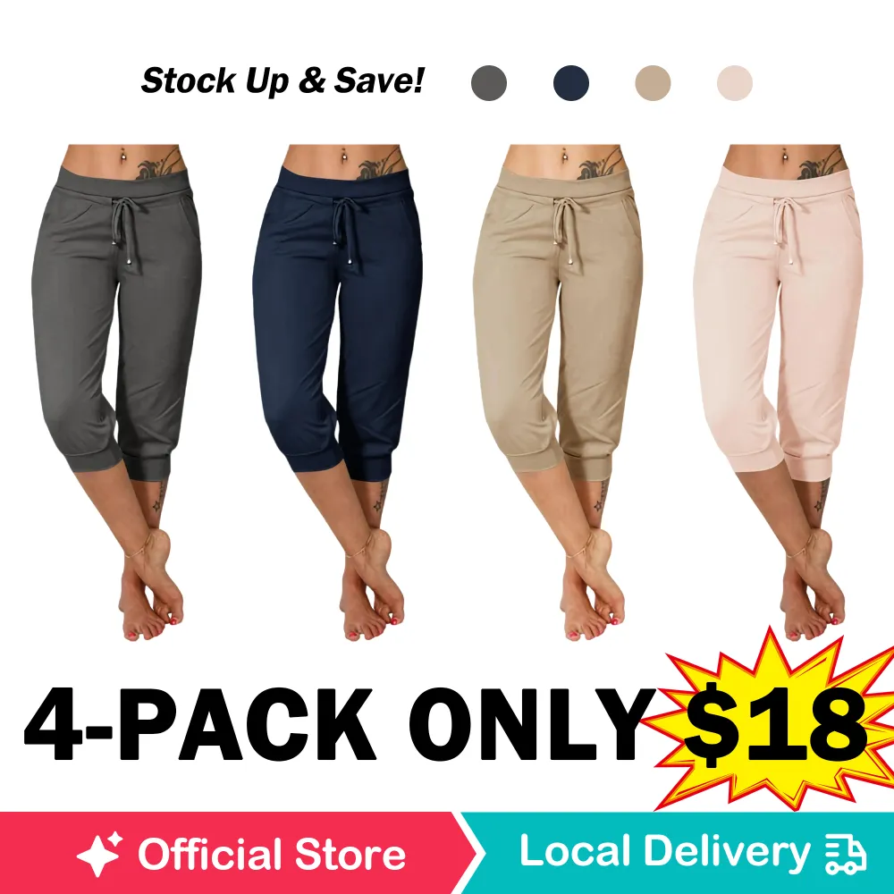 Hot Summer Sale Women's Drawstring Capri Pants with Pockets