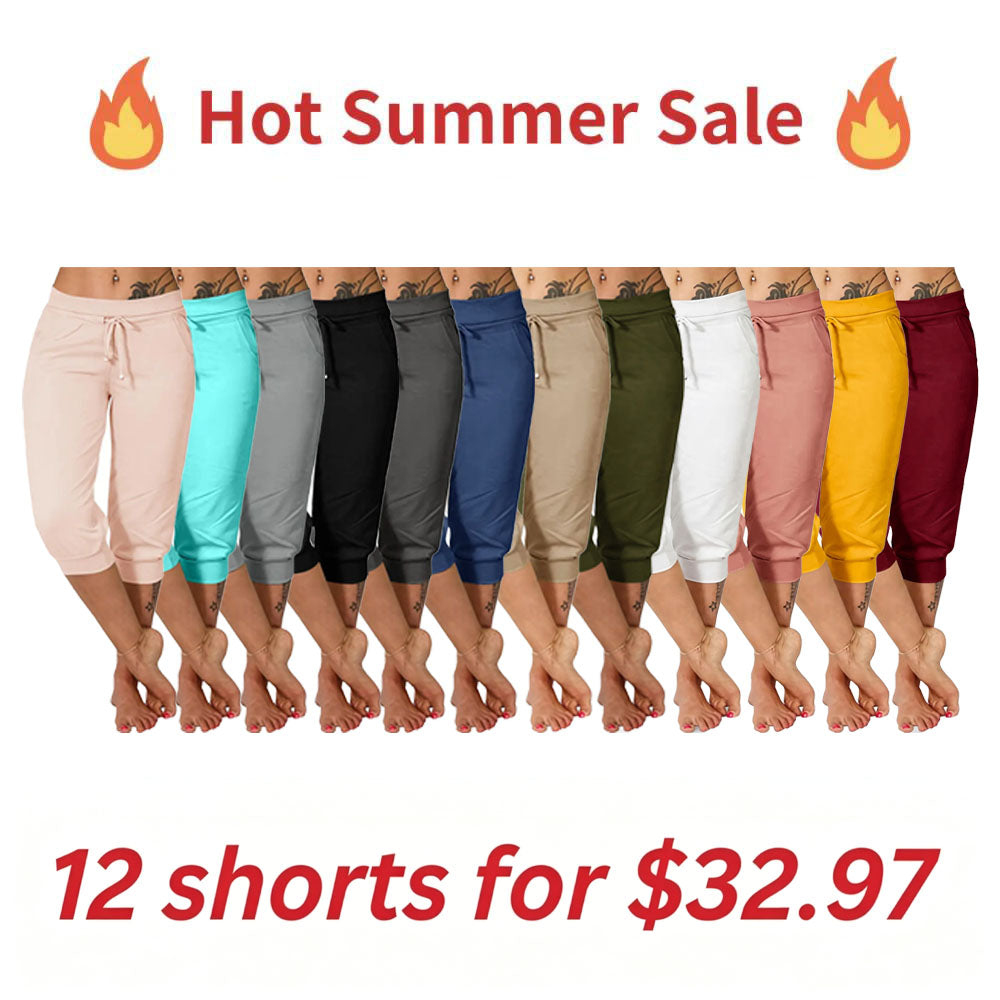 Hot Summer Sale Women's Drawstring Capri Pants with Pockets